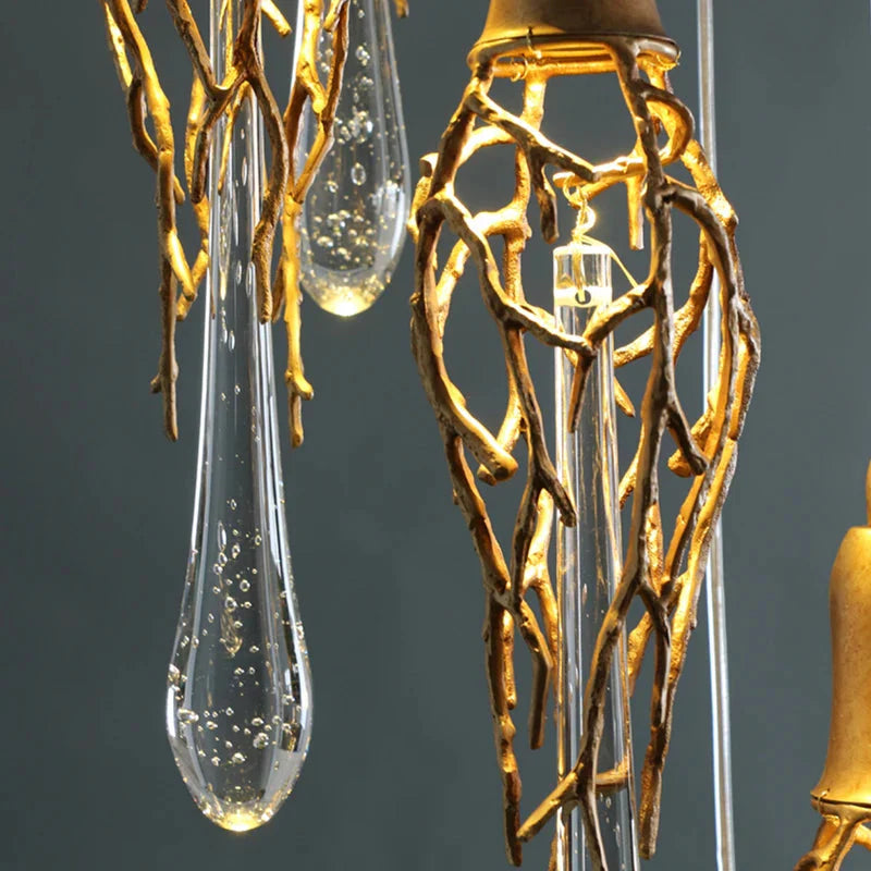 Modern Crystal  Glass Drops Chandelier for Staircase  Seus Lighting