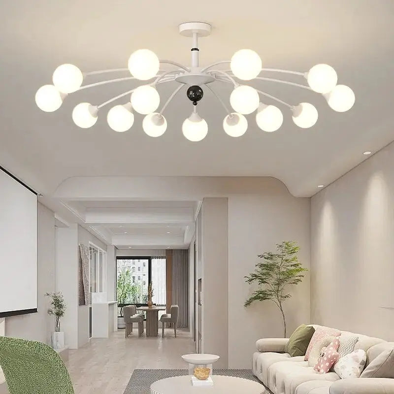 Modern Flush Mount Chandelier Beige/Silver Colors  Seus Lighting
