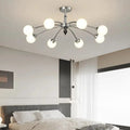 Modern Flush Mount Chandelier Beige/Silver Colors  Seus Lighting