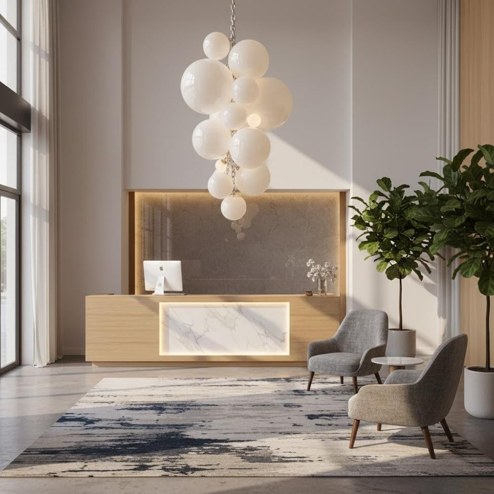 Modern Large Glass Bubble Chandelier White / 39.37” (100cm)  x 55.06” (140cm) / Remote  Seus Lighting