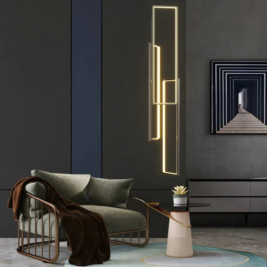 Modern Large Vertical Rectangle Chandelier For Staircase  Seus Lighting