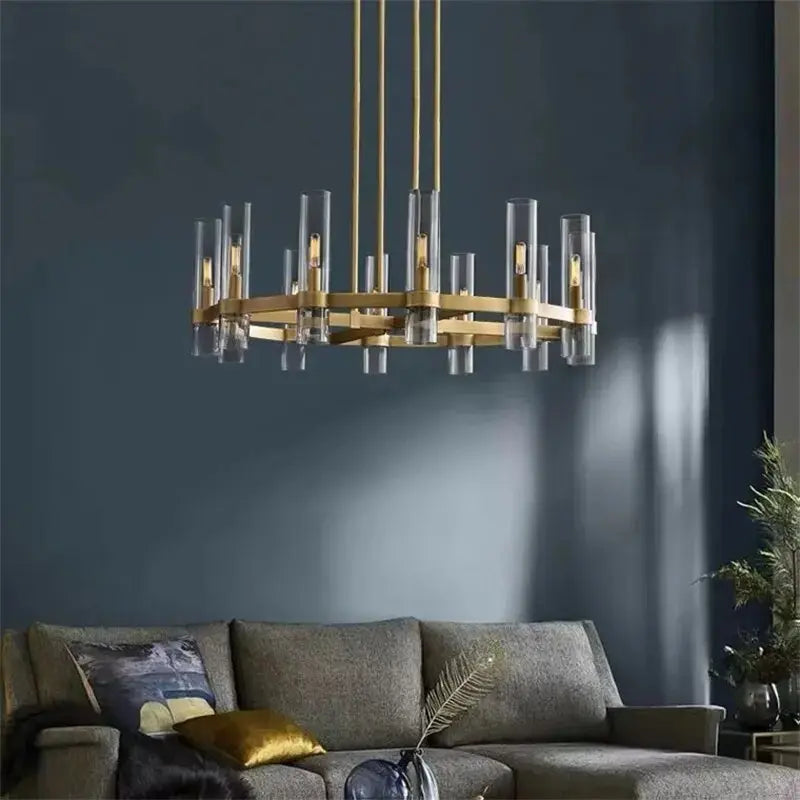 Modern Metal Chandelier Gold & Black & Chrome  Seus Lighting