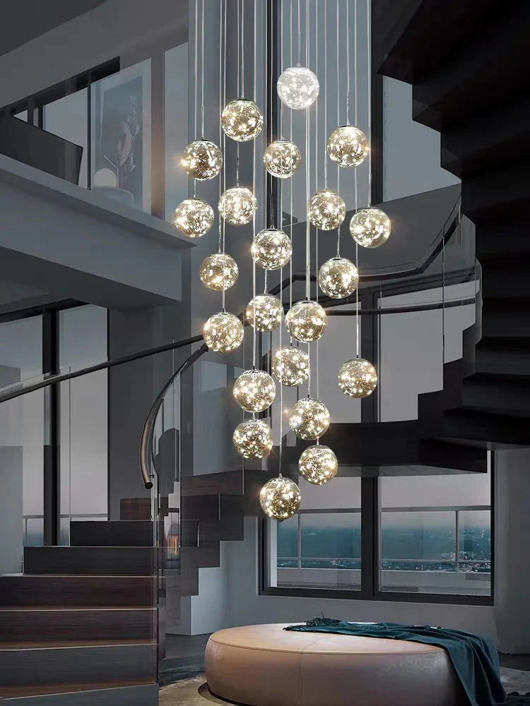 Modern Spiral Chandelier for Staircase  Seus Lighting