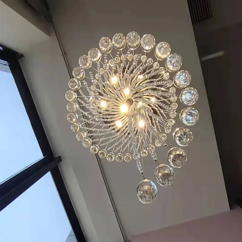 Modern Spiral Crystal Staircace Ceiling Chandelier  Seus Lighting