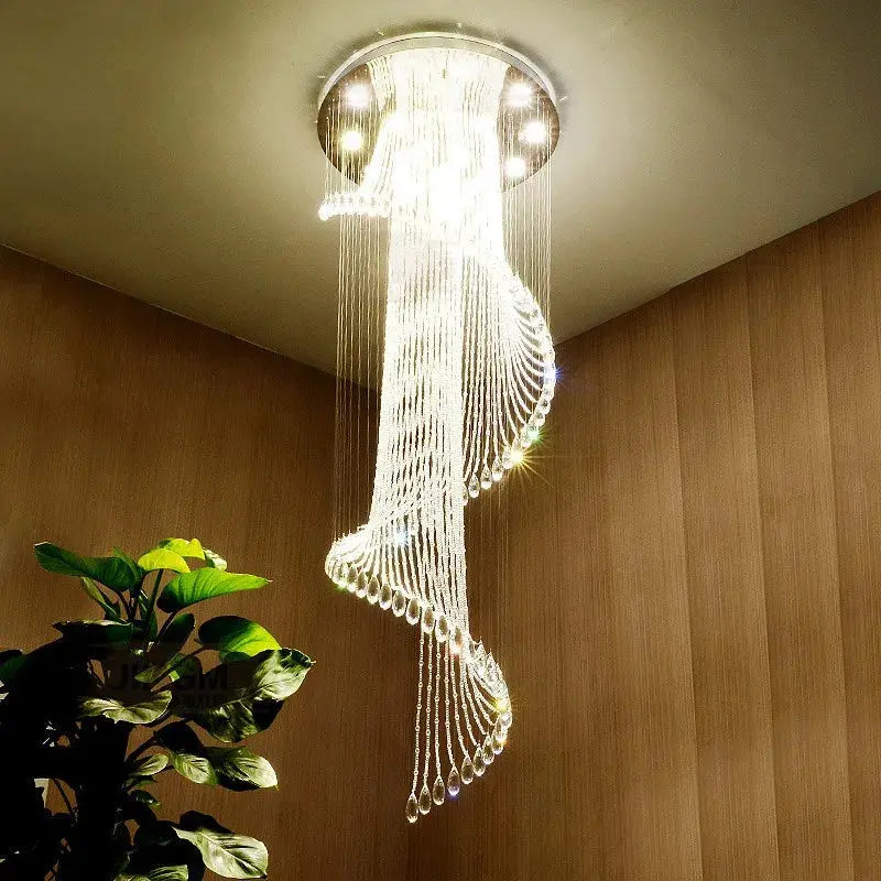 Modern Spiral Crystal Staircace Ceiling Chandelier  Seus Lighting