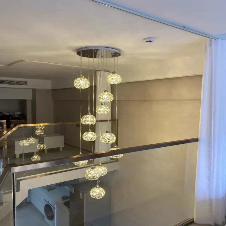 Modern Stainless Steel Petal Chandelier for Staircase  Seus Lighting