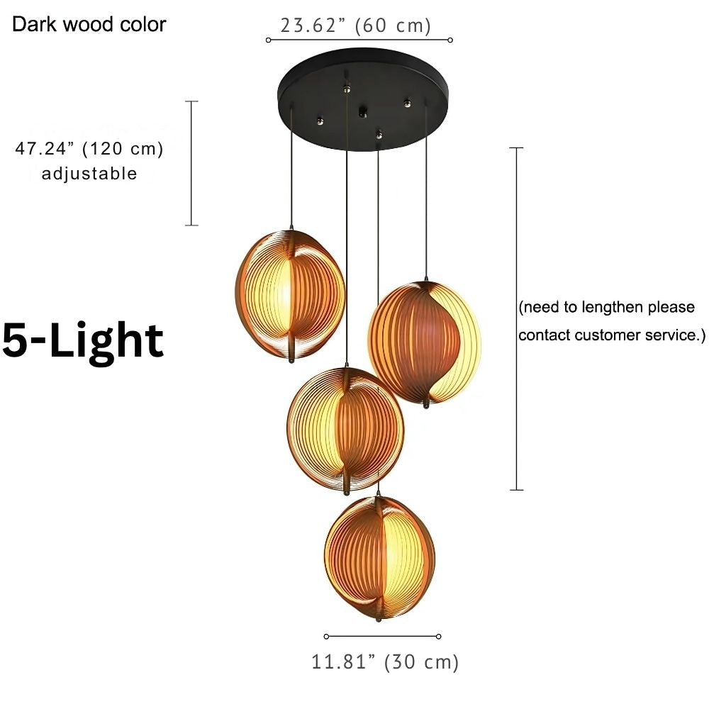 Nia Wood Staircase Chandelier  Seus Lighting