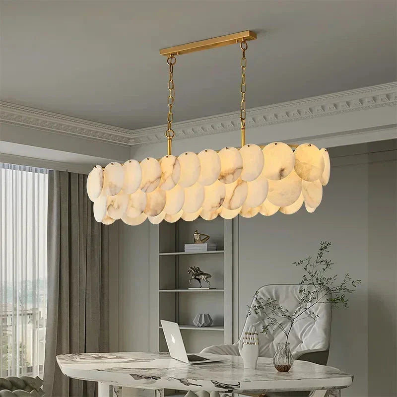 Ovela Linear Alabaster Chandelier  Seus Lighting