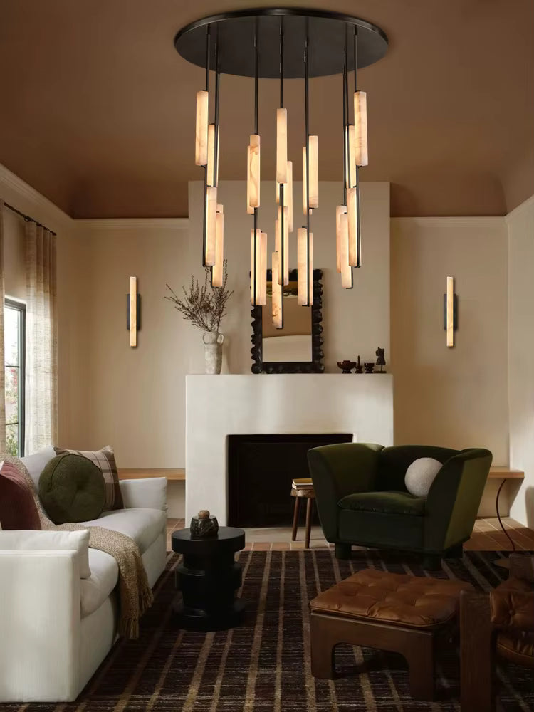Palix Marble and Brass Chandelier  Seus Lighting