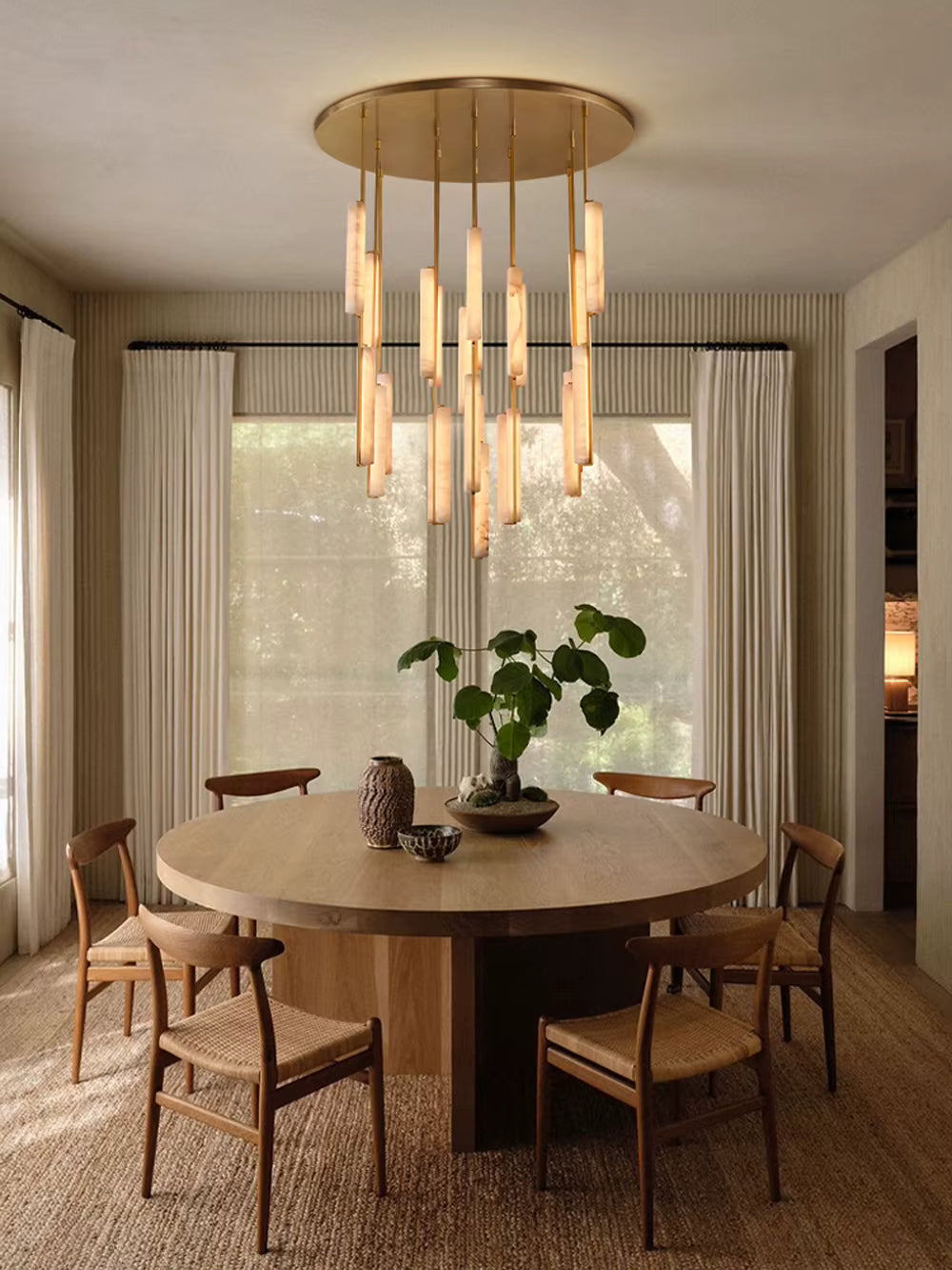 Palix Marble and Brass Chandelier  Seus Lighting