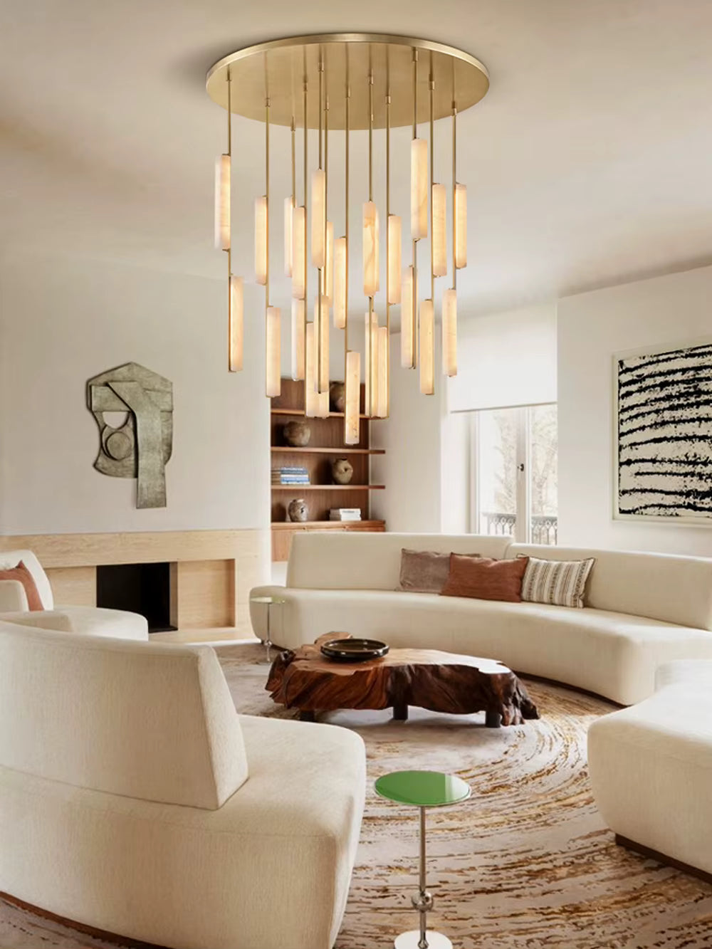 Palix Marble and Brass Chandelier  Seus Lighting