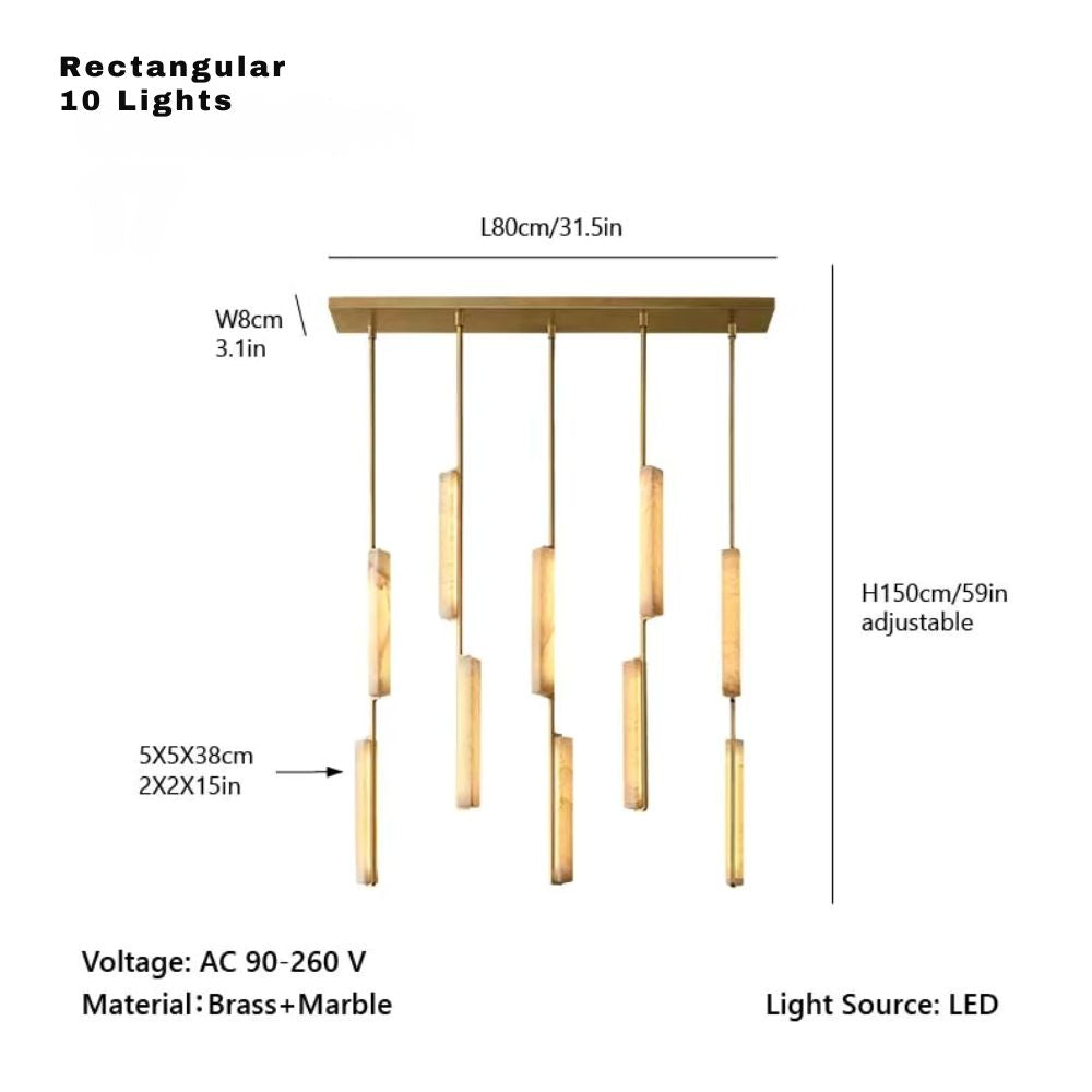 Palix Marble and Brass Chandelier  Seus Lighting