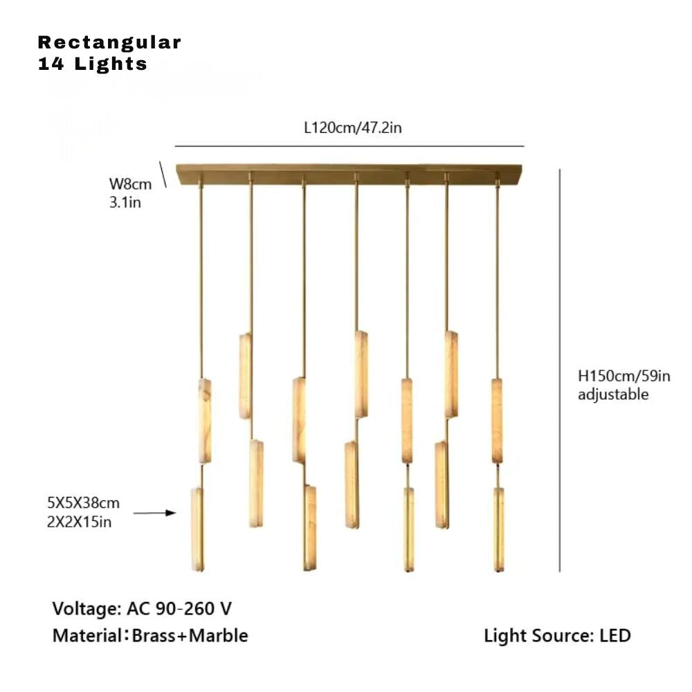 Palix Marble and Brass Chandelier  Seus Lighting