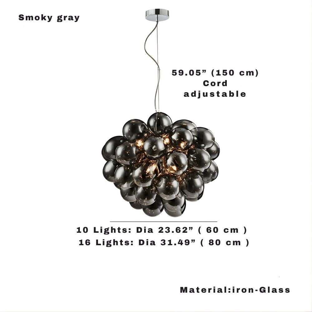 Pearl Black Glass Grape Chandelier - Pendant Light  Seus Lighting