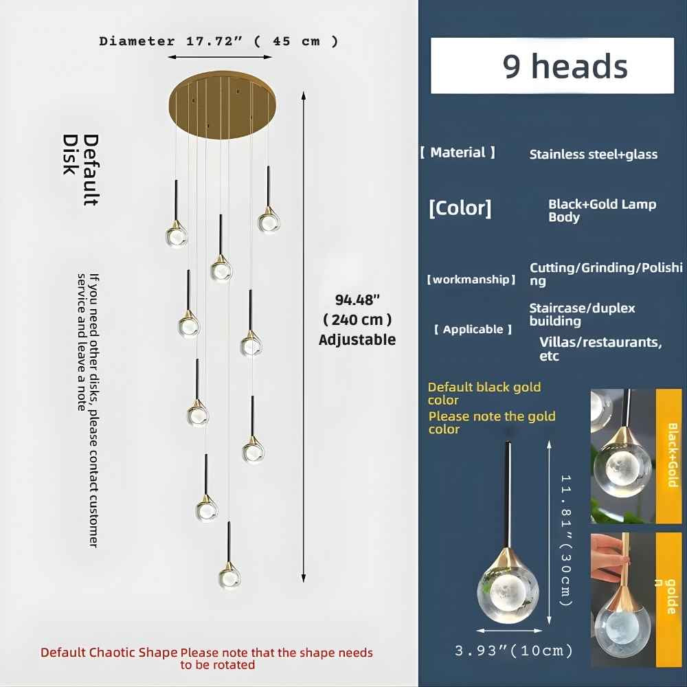 Pely Modern Crystal Stairway Chandelier  Seus Lighting