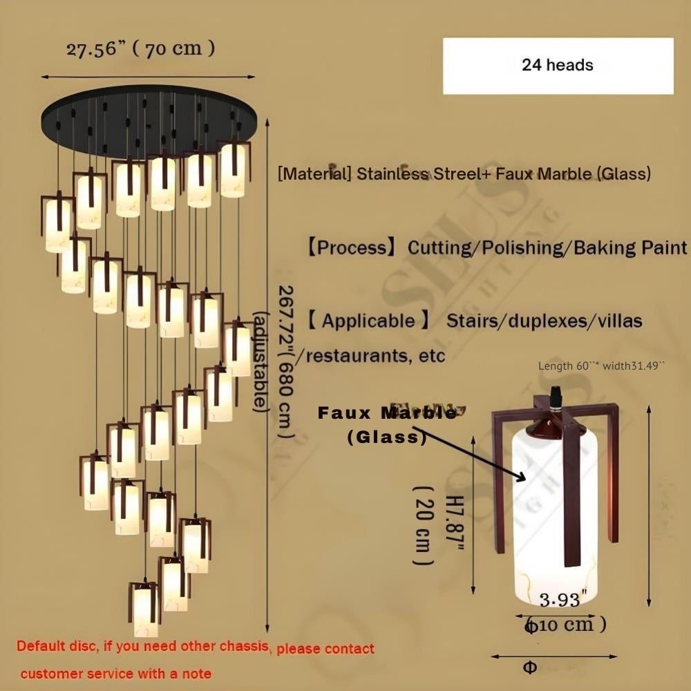 Polin Modern Faux Marble Stair Chandelier  Seus Lighting