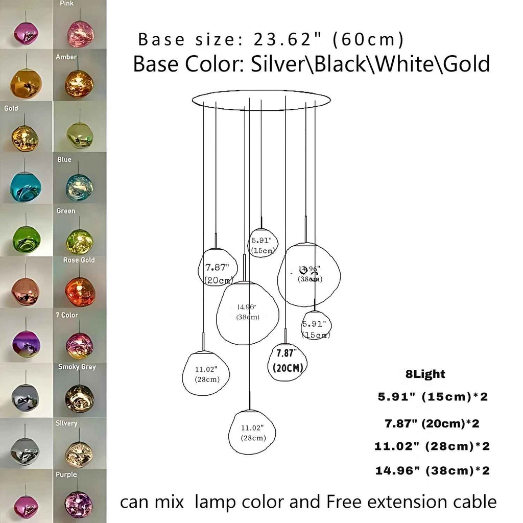 Ruby Contemporary Bubble Glass Pendant Chandelier  Seus Lighting