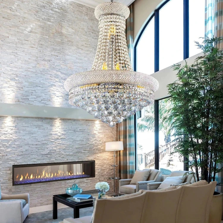Sansa Chrome Raindrop Crystal Pendant Chandelier - Chandeliers