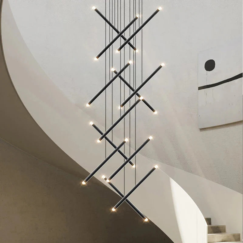 Seus Modern Long Chandelier for High Ceiling & Staircase  Seus Lighting