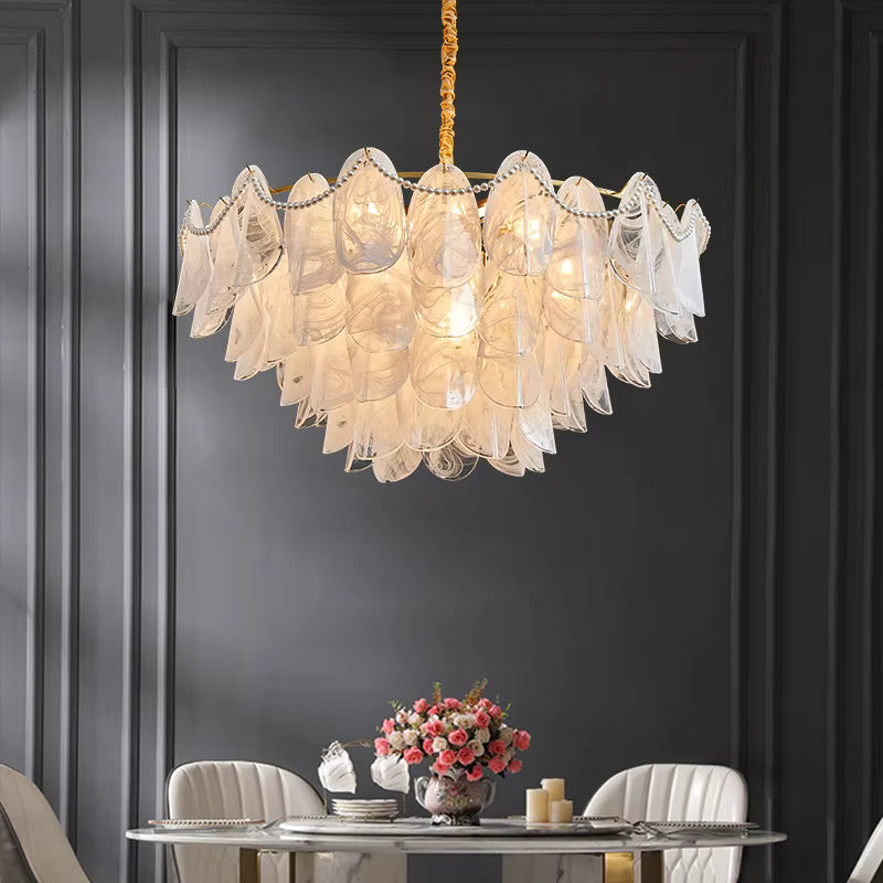 Sina 4 Tier Glass Pendant Chandelier  Seus Lighting