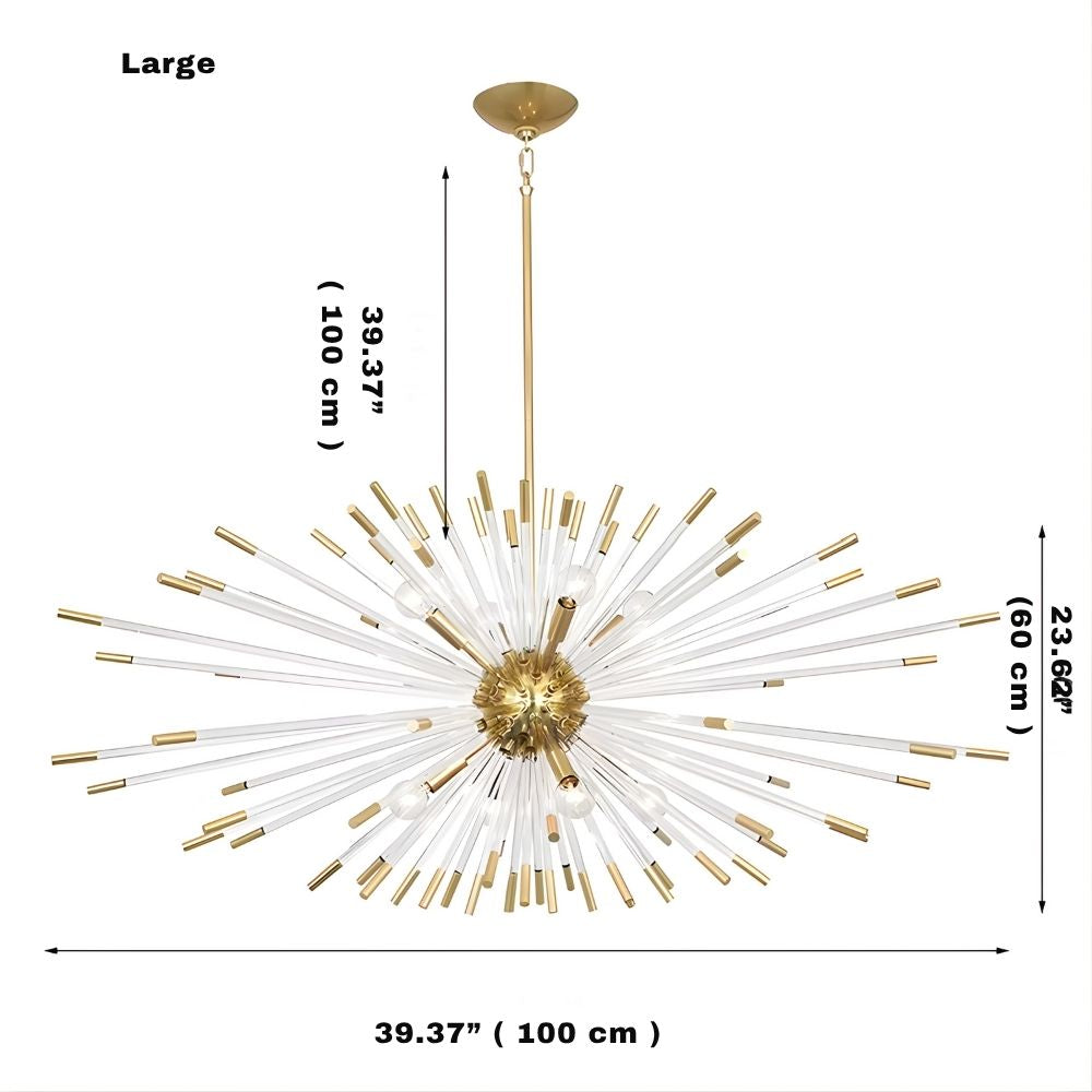 Sputnik Gold Glass Dandelion Chandelier  Seus Lighting