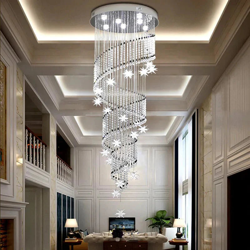 Vena Spiral Raindrop Crystal Chandelier for Staircase  Seus Lighting