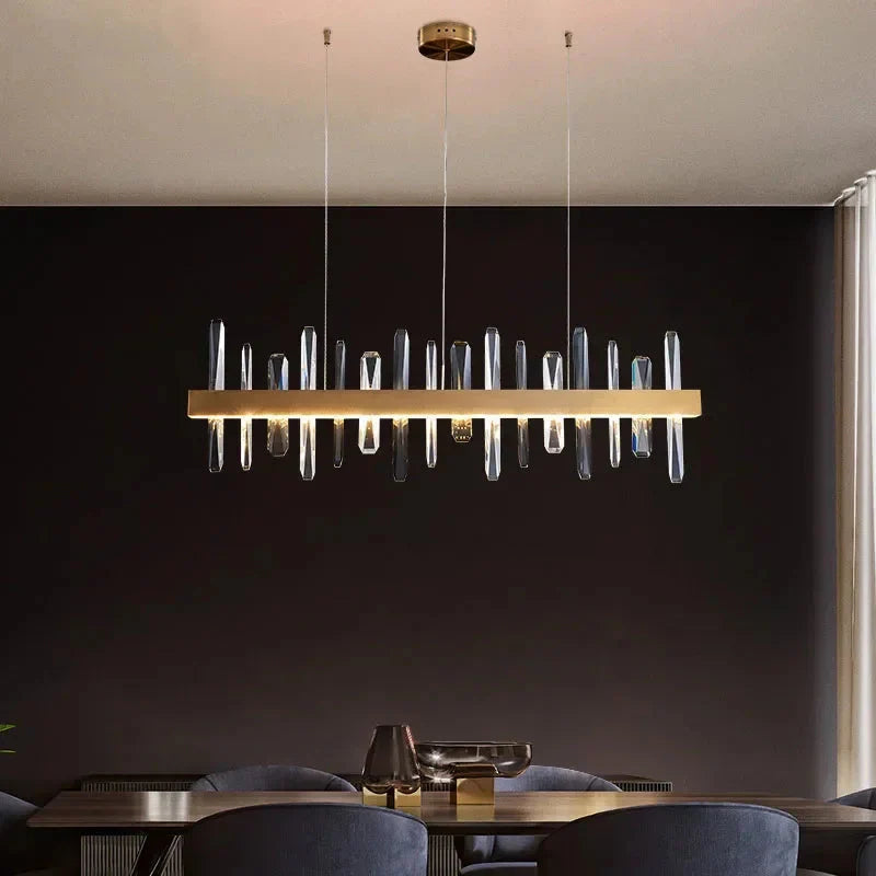 Vetra Gold Rectangular Crystal Chandelier  Seus Lighting
