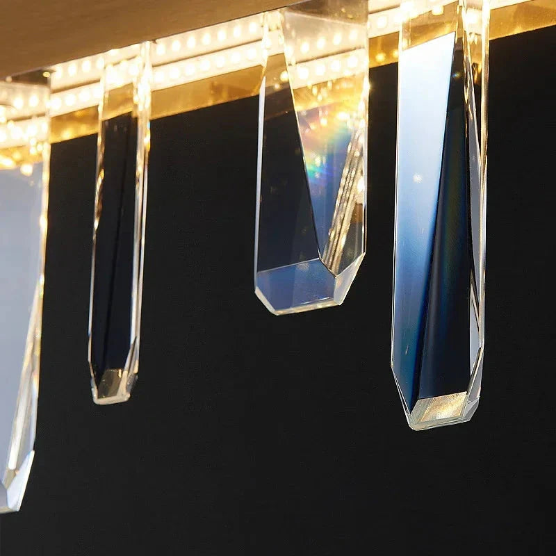 Vetra Gold Rectangular Crystal Chandelier  Seus Lighting