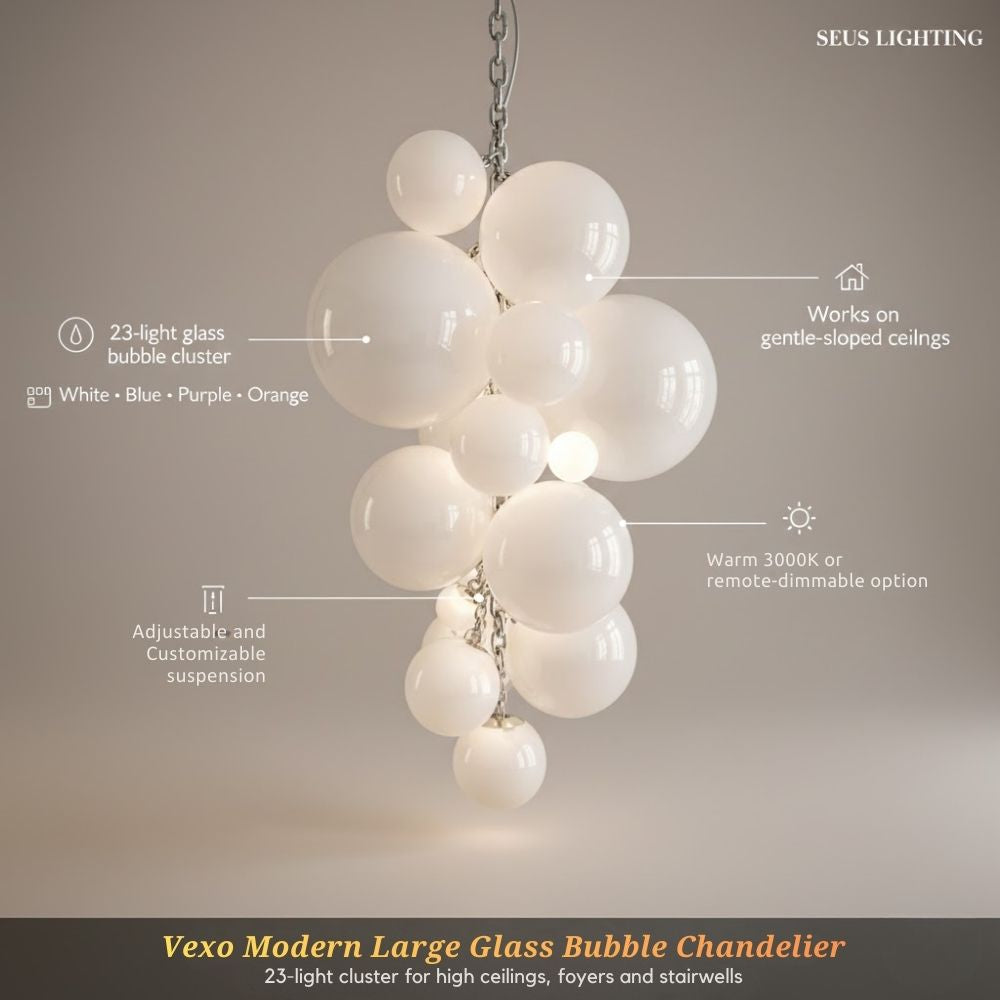 Vexo Modern Large Glass Bubble Chandelier  Seus Lighting
