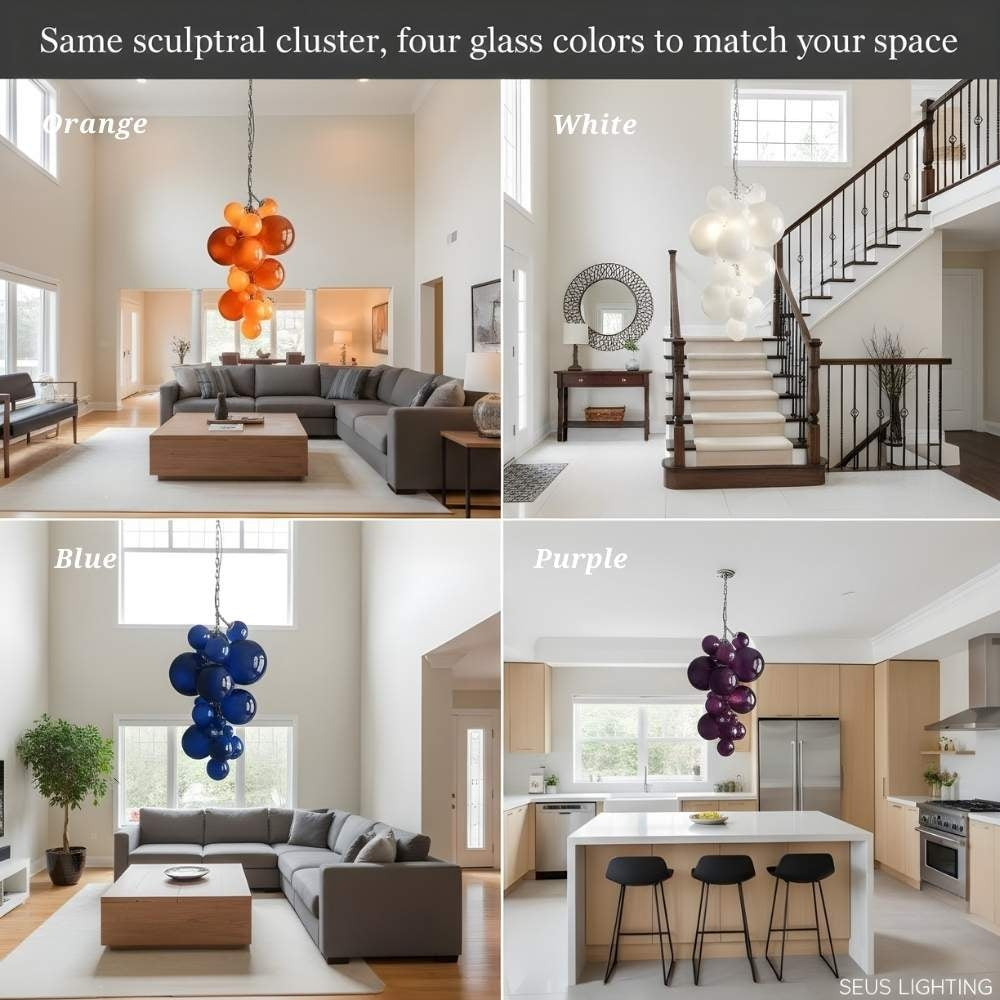 Vexo Modern Large Glass Bubble Chandelier  Seus Lighting