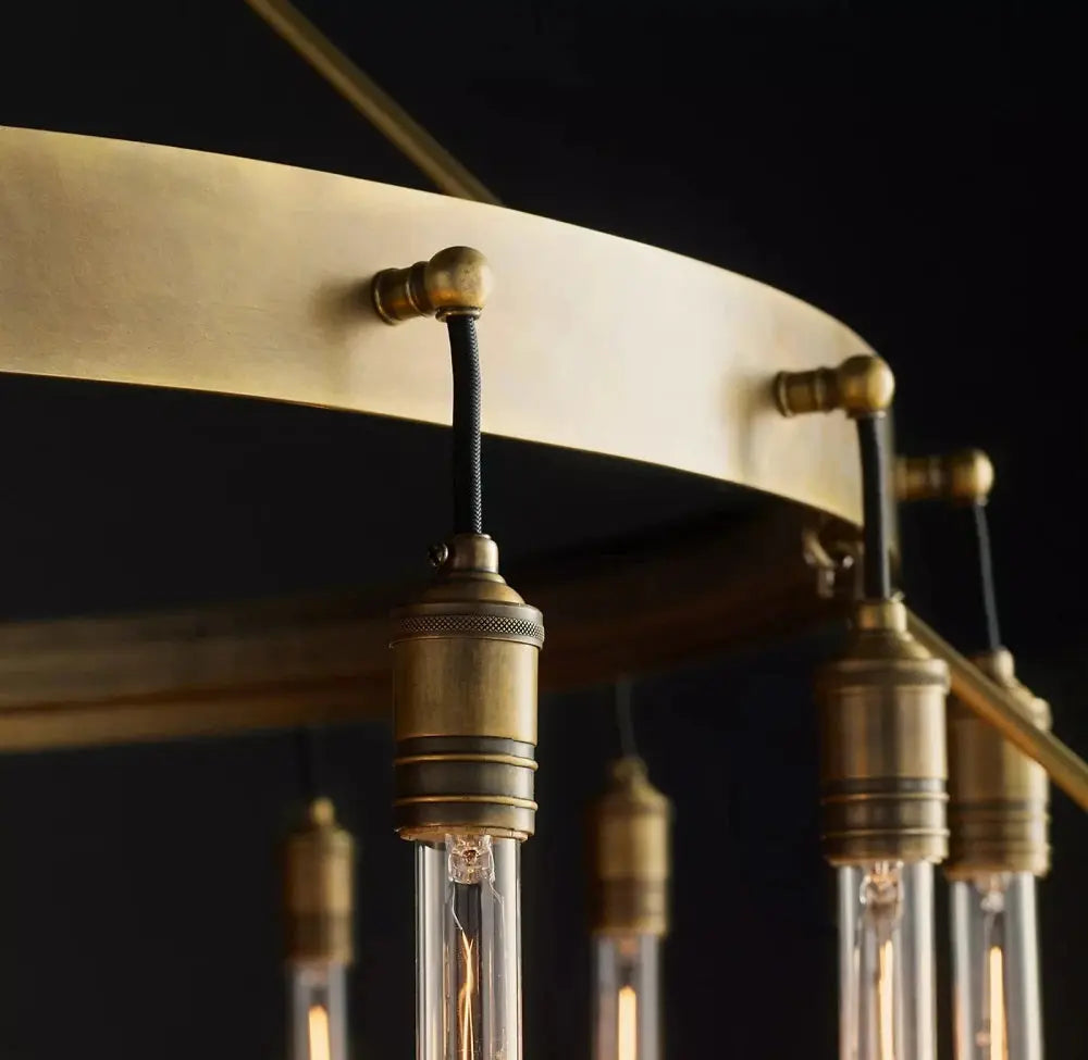 Vintage Round 3 Tier Metal Axis Pendant Chandelier  Seus Lighting