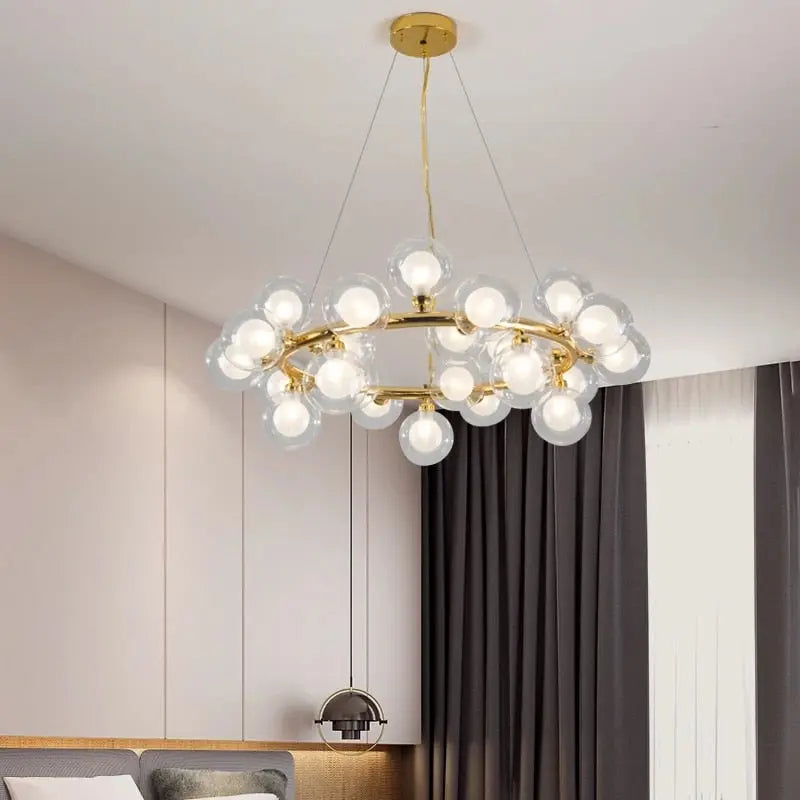 Violet Glass Bubble Chandelier