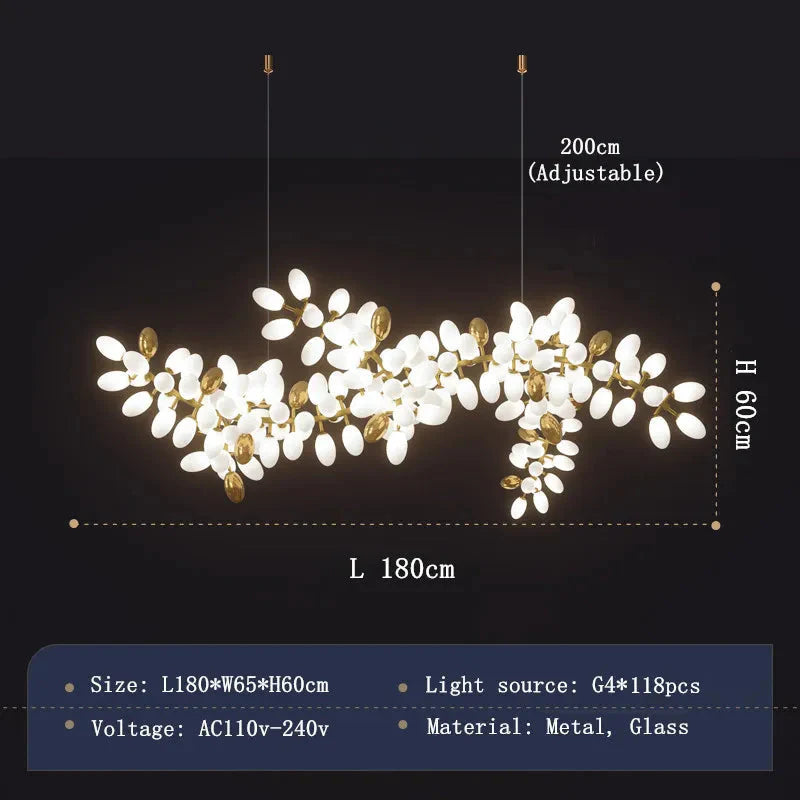 White and Gold Leaf Chandelier for Living Room - Chandeliers