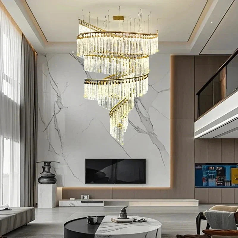 Zaira Spiral Crystal Chandelier  Seus Lighting