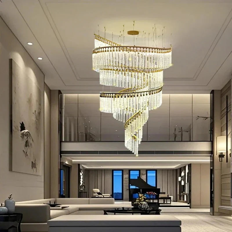 Zaira Spiral Crystal Chandelier  Seus Lighting