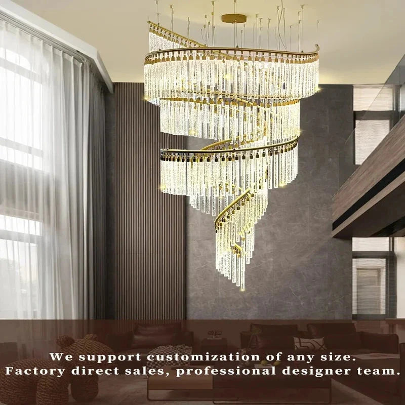 Zaira Spiral Crystal Chandelier  Seus Lighting