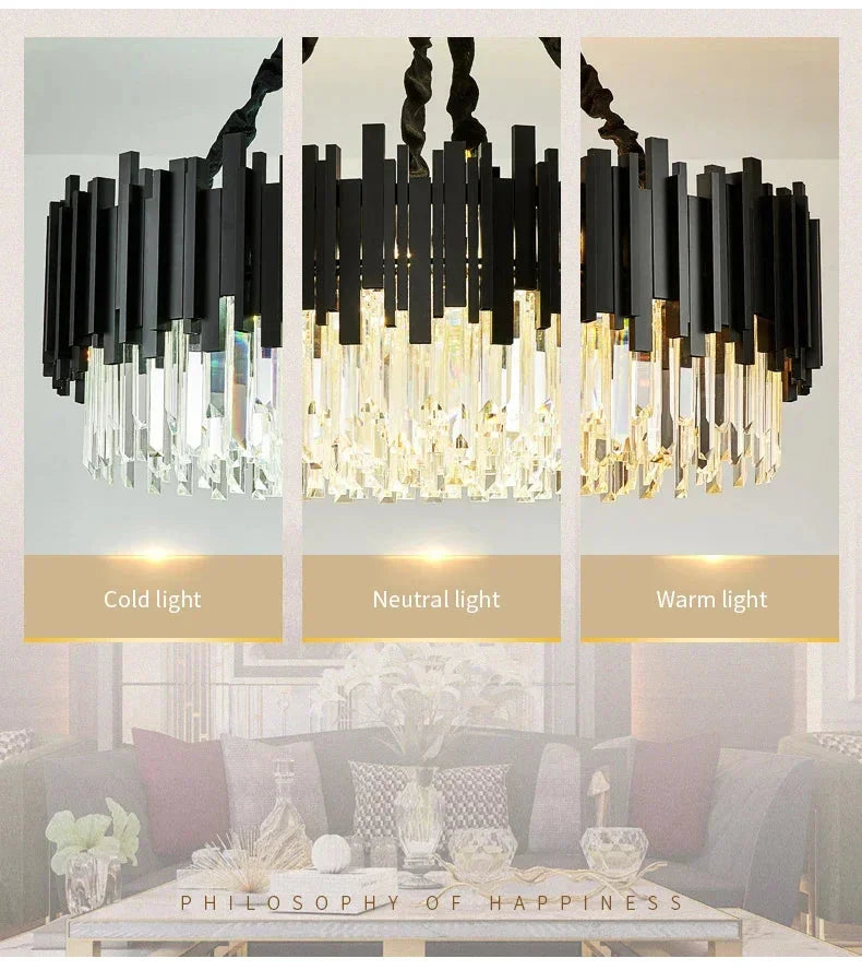 Zen Modern Gold Crystal Chandelier  Seus Lighting