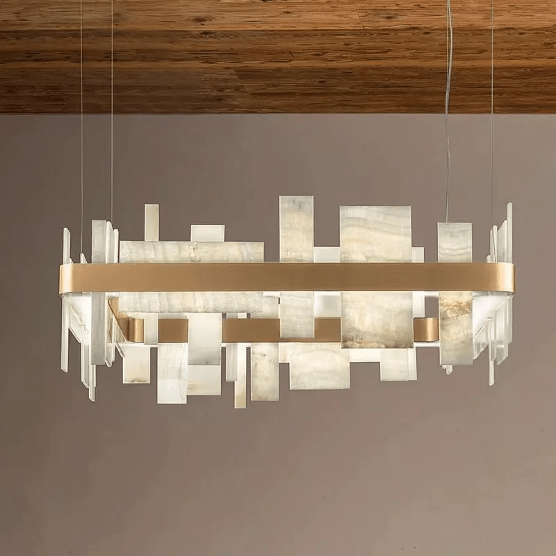 Alabaster Acropolis LED Square Chandelier - orvaliadecor