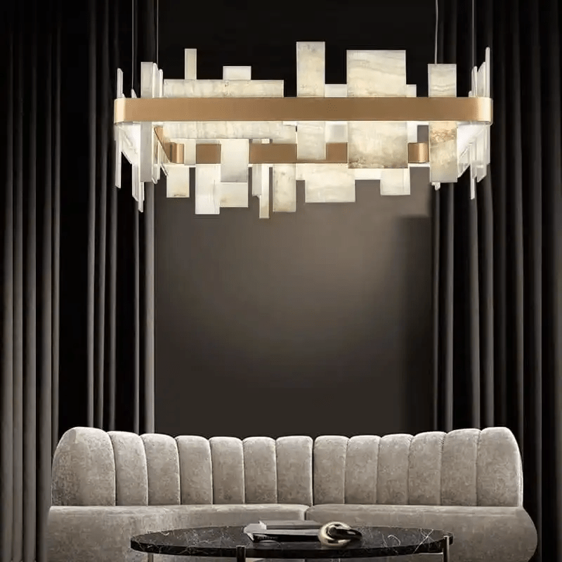 Alabaster Acropolis LED Square Chandelier - orvaliadecor