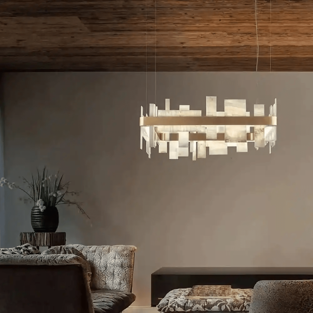 Alabaster Acropolis LED Square Chandelier - orvaliadecor