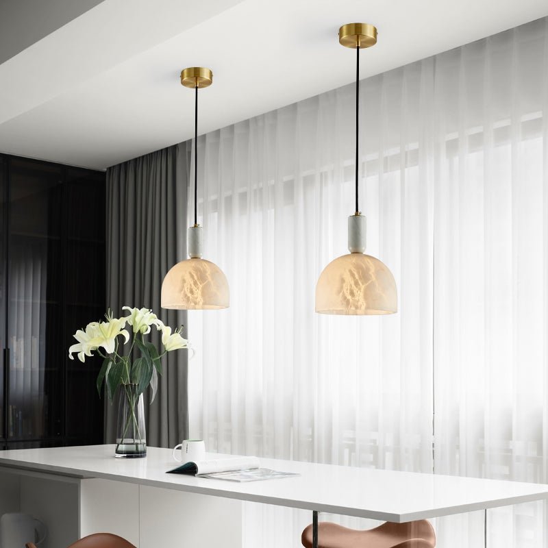 Alabaster Altus Hemisphere Pendant Light - orvaliadecor