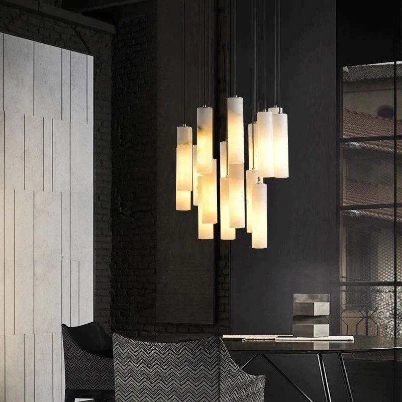 Alabaster Cylindrical Round Chandelier - orvaliadecor