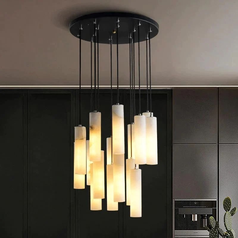Alabaster Cylindrical Round Chandelier - orvaliadecor