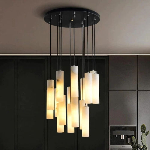 Alabaster Cylindrical Round Chandelier - orvaliadecor