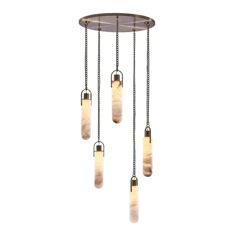 Alabaster Flint Additions Multi Light Pendant, Round Chandelier For staircase, Hallway - orvaliadecor