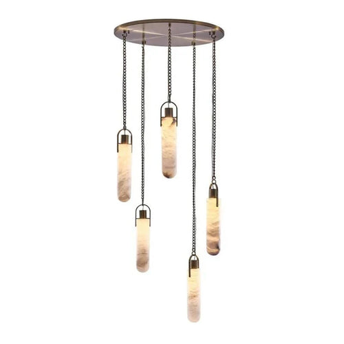 Alabaster Flint Additions Multi Light Pendant, Round Chandelier For staircase, Hallway - orvaliadecor