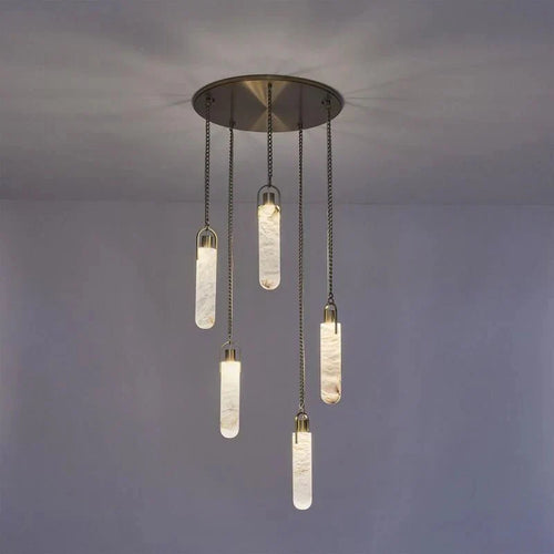 Alabaster Flint Additions Multi Light Pendant, Round Chandelier For staircase, Hallway - orvaliadecor