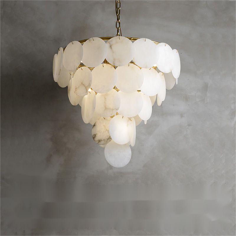 Alabaster Magnolia Multi-tiered Round Chandelier - orvaliadecor