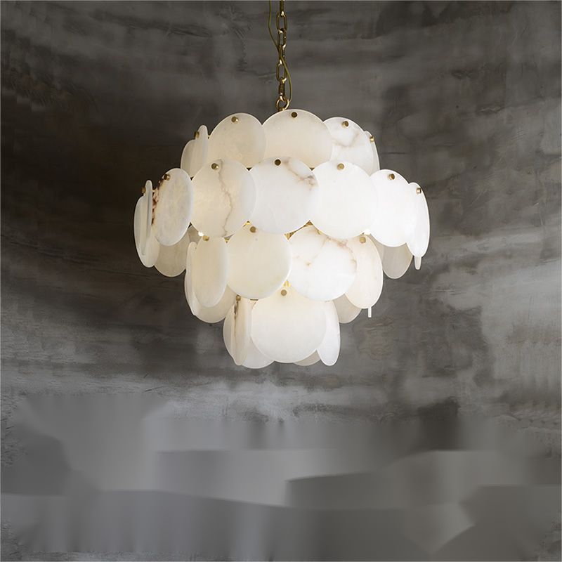 Alabaster Magnolia Multi-tiered Round Chandelier - orvaliadecor