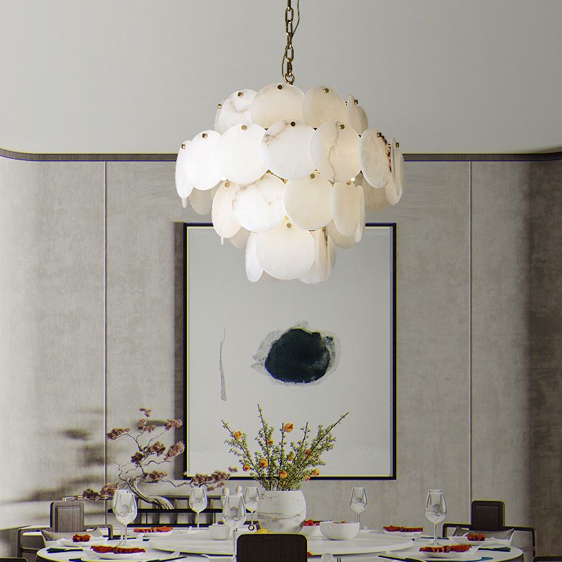 Alabaster Magnolia Multi-tiered Round Chandelier - orvaliadecor